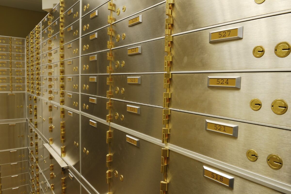 A Wall of Safe Deposit Boxes