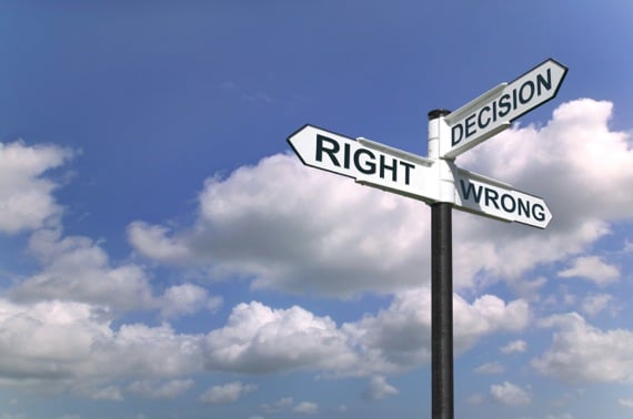 Signpost with Decision, Right, and Wrong - Photo courtesy of ©iStockphoto.com/RTimages, Image #5734511